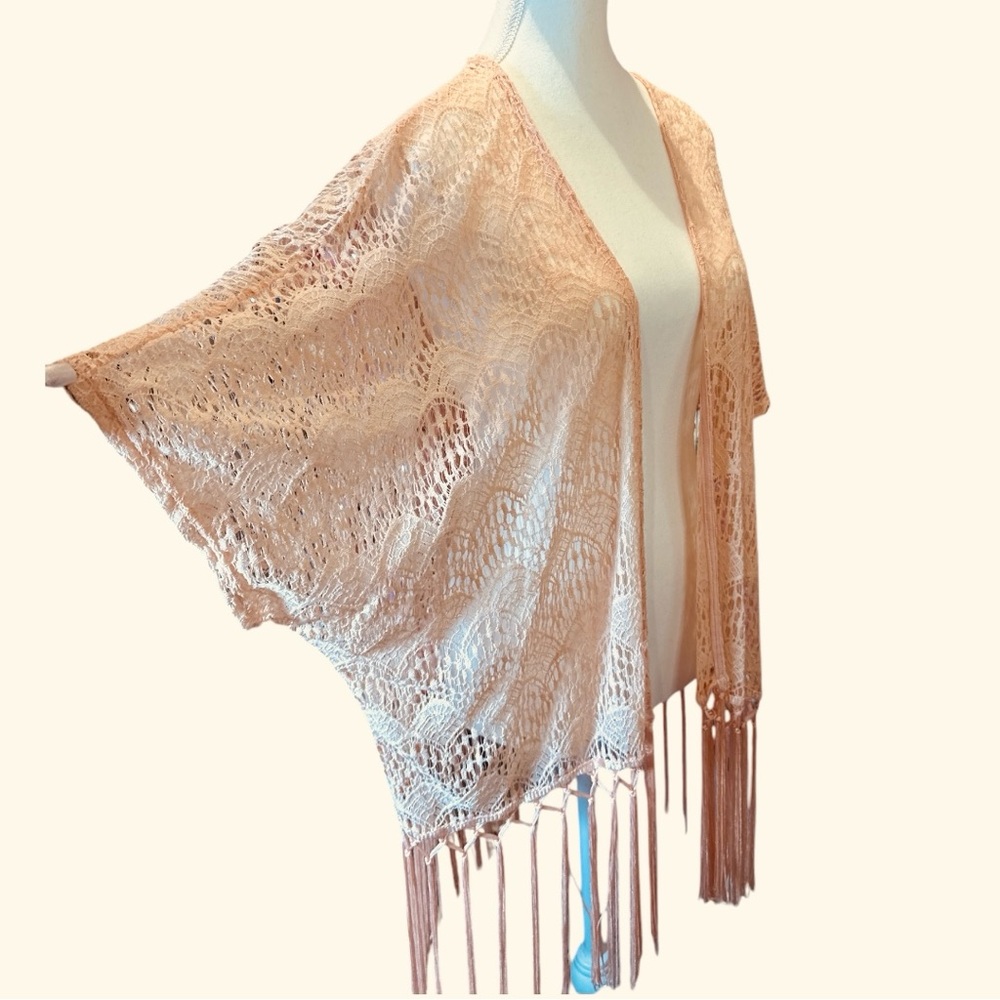 Active USA Pink Bohemian Fringe Cover-Up - Picture 3 of 7